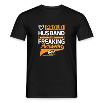 Proud Husband of a Freaking Awesome Wife Holiday - Men's T-Shirt - black - Front - AI Model Male 178 light (178cm)