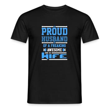 Proud Husband of a Freaking Awesome Wife Humor - Men's T-Shirt - black - Front - AI Model Male 178 light (178cm)