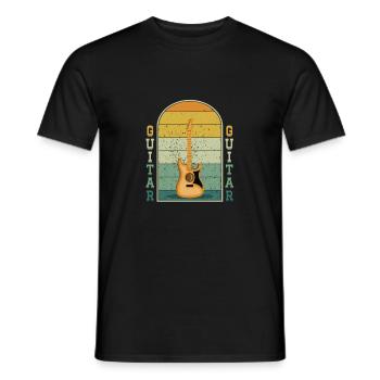 Guitar Rock Music For Guitarists Retro Vintage - Men's T-Shirt - black - Front - AI Model Male 178 light (178cm)