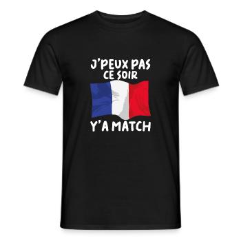 J'peux Pas Match Cadeau Drapeau France Supporter - T-shirt homme - noir - Devant - AI Model Male 178 light (178cm)