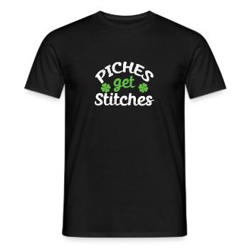 Pinches Get Stitches St Patrick's Day Shamrock Luck - Men's T-Shirt - black - Front - AI Model Male 178 light (178cm)