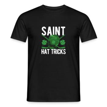 Saint Hat Tricks St Patricks Day Ice Hockey Clover - Men's T-Shirt - black - Front - AI Model Male 178 light (178cm)
