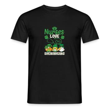 Funny Dwarves Nurse St. Patrick's Day - Men's T-Shirt - black - Front - AI Model Male 178 light (178cm)
