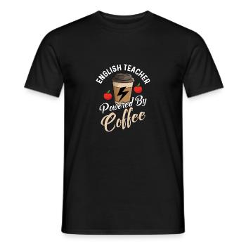 English Teacher Powered By Coffee Grammar Language - Men's T-Shirt - black - Front - AI Model Male 178 light (178cm)