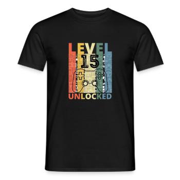 Level 15 Freigeschaltet Lustiger Gamer Geburtstag Fünfzehn - Männer T-Shirt - Schwarz - Vorne - AI Model Male 178 light (178cm)