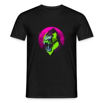 Psychedelic baboon - Men's T-Shirt - black - Front - AI Model Male 178 light (178cm)