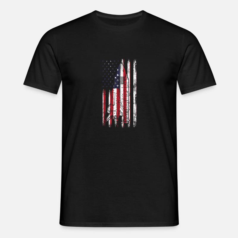 Exploration spatiale Vol spatial Drapeau américain Espace - T-shirt Homme - noir