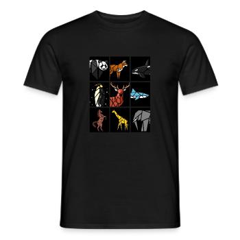 origami rectangulos with animals - Men's T-Shirt - black - Front - AI Model Male 178 light (178cm)