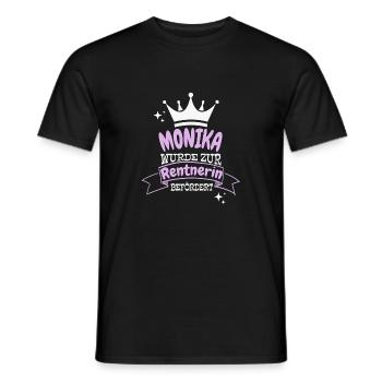 Monika wurde zur Rentnerin befördert - Männer T-Shirt - Schwarz - Vorne - AI Model Male 178 light (178cm)