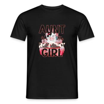 Aunt of The Birthday Girl Farm Cow Auntie Matching - Men's T-Shirt - black - Front - AI Model Male 178 light (178cm)