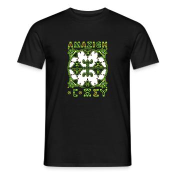 TIFINAGH - MOTIFS DSE POTERIES KABYLES BERBERES - T-shirt homme - noir - Devant - AI Model Male 178 light (178cm)