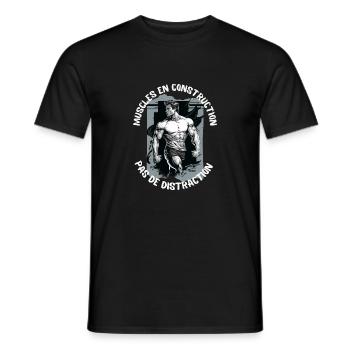 muscles in construction sport bodybuilding - Men's T-Shirt - black - Front - AI Model Male 178 light (178cm)