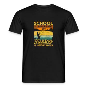L’école amusante est importante, mais la pêche est toujours - T-shirt homme - noir - Devant - AI Model Male 178 light (178cm)