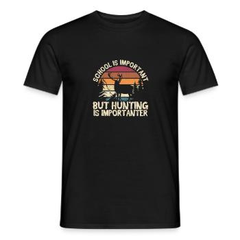 School is important, but hunting is important - Men's T-Shirt - black - Front - AI Model Male 178 light (178cm)