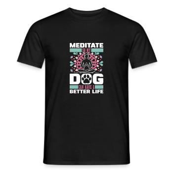 Meditation Meditieren Hund - Männer T-Shirt - Schwarz - Vorne - AI Model Male 178 light (178cm)