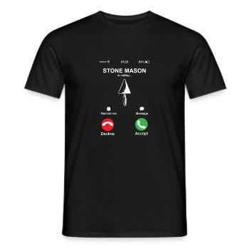 Stone Mason Is Calling Funny Bricklayer Worker Pun - Men's T-Shirt - black - Front - AI Model Male 178 light (178cm)