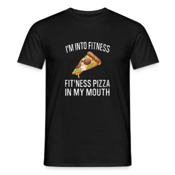 Funny I'm Into Fitness Pizza In My Mouth - Männer T-Shirt - Schwarz - Vorne - AI Model Male 178 light (178cm)