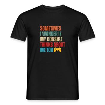 Parfois, je me demande si ma console pense à moi - T-shirt homme - noir - Devant - AI Model Male 178 light (178cm)