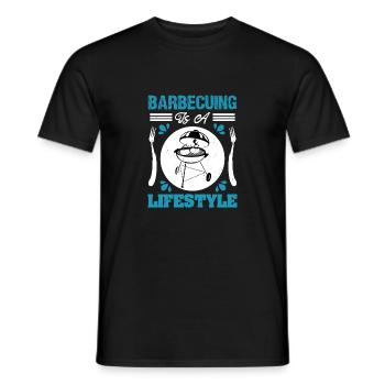 BARBECUING IS A LIFESTYLE - Men's T-Shirt - black - Front - AI Model Male 178 light (178cm)