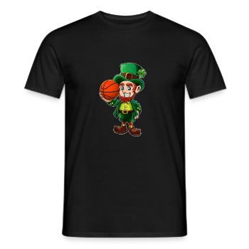 Cute Leprechaun with Basketball Funny St Patrick - Men's T-Shirt - black - Front - AI Model Male 178 light (178cm)
