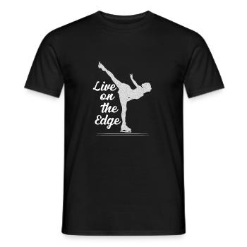 Live on the Edge Figure Skater Skating - Men's T-Shirt - black - Front - AI Model Male 178 light (178cm)