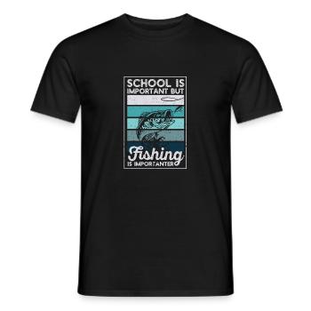 Schule ist wichtig, aber Angeln ist noch wichtiger - Männer T-Shirt - Schwarz - Vorne - AI Model Male 178 light (178cm)