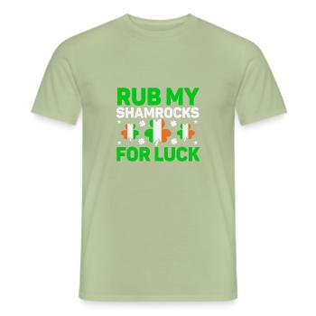 Rub my shamrocks for luck - Men's T-Shirt - sage - Front - AI Model Male 178 light (178cm)