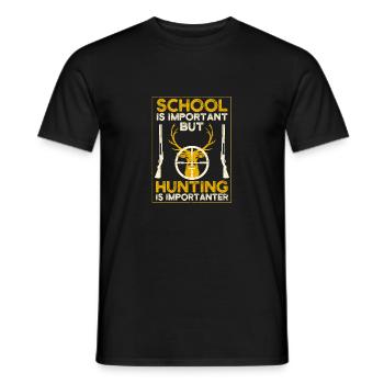 School is important, but hunting is important - Men's T-Shirt - black - Front - AI Model Male 178 light (178cm)