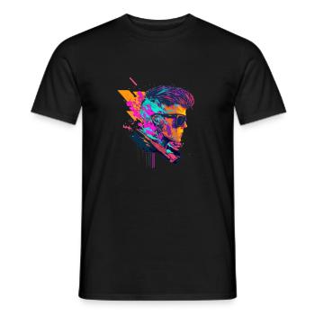 Pop-Art Rocker mit Sonnenbrille Abstrakte Kunst - Männer T-Shirt - Schwarz - Vorne - AI Model Male 178 light (178cm)