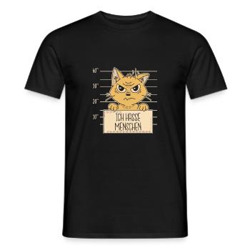 Katze Ich hasse Menschen - Männer T-Shirt - Schwarz - Vorne - AI Model Male 178 light (178cm)