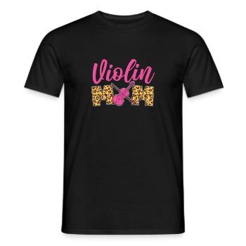 Violon Violoniste Maman Guépard - T-shirt homme - noir - Devant - AI Model Male 178 light (178cm)