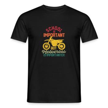 Schule ist wichtig, aber Motocross ist noch - Männer T-Shirt - Schwarz - Vorne - AI Model Male 178 light (178cm)