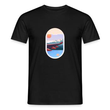 Airplane Window Travel Landscape Nature - Men's T-Shirt - black - Front - AI Model Male 178 light (178cm)