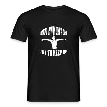 Swimmer Swimming Swimmer Woman Swimming Club - Men's T-Shirt - black - Front - AI Model Male 178 light (178cm)