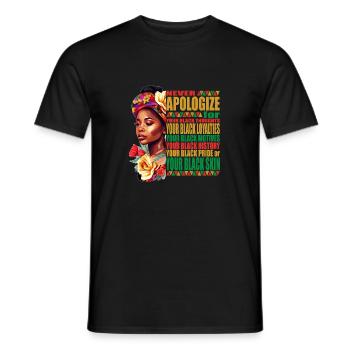 Histoire des Noirs: ne vous excusez jamais pour votre couleur - T-shirt homme - noir - Devant - AI Model Male 178 light (178cm)