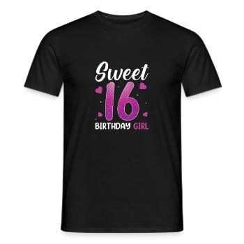 Sweet 16 ANNIVERSAIRE FILLE - T-shirt homme - noir - Devant - AI Model Male 178 light (178cm)