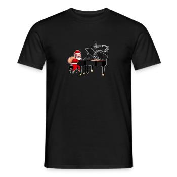 Santa Piano Musician Piano Player Santa - Men's T-Shirt - black - Front - AI Model Male 178 light (178cm)