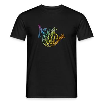 Stick Figure Bagpipe Player - Funny Bagpiper - Männer T-Shirt - Schwarz - Vorne - AI Model Male 178 light (178cm)