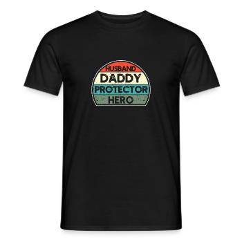 Husband Dad Protector Hero Father's Day Birthday - Men's T-Shirt - black - Front - AI Model Male 178 light (178cm)