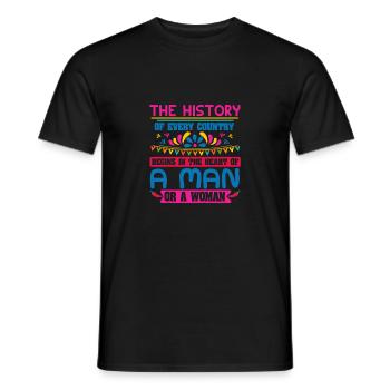 THE HISTORY A MAN OR A WOMAN - Men's T-Shirt - black - Front - AI Model Male 178 light (178cm)