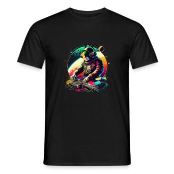Funky Astronaut on a Mixing Table - Men's T-Shirt - black - Front - AI Model Male 178 light (178cm)