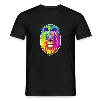 Tete de lion multicolore - T-shirt homme - noir - Devant - AI Model Male 178 light (178cm)