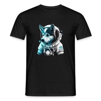 Un husky astronaute mignon - T-shirt homme - noir - Devant - AI Model Male 178 light (178cm)