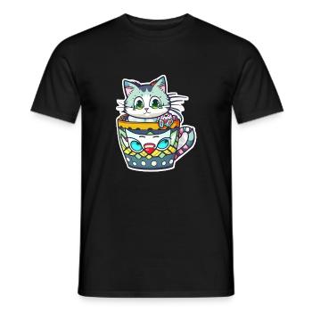 petit chat kawaii - mignon - manga - T-shirt homme - noir - Devant - AI Model Male 178 light (178cm)
