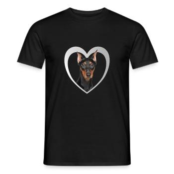 Deutscher Pinscher Herz - I Love Deutsche Pinscher - Men's T-Shirt - black - Front - AI Model Male 178 light (178cm)