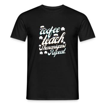coffee teach shenanigans repeat, funny teacher - T-shirt homme - noir - Devant - AI Model Male 178 light (178cm)