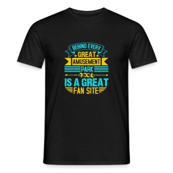 DERRIÈRE CHAQUE GRAND PARC D’ATTRACTIONS SE CACHE UN GRAND FAN - T-shirt homme - noir - Devant - AI Model Male 178 light (178cm)