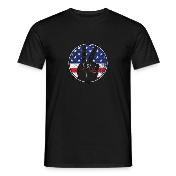 Signe patriotique de la paix et USA Stars & Stripe - T-shirt homme - noir - Devant - AI Model Male 178 light (178cm)