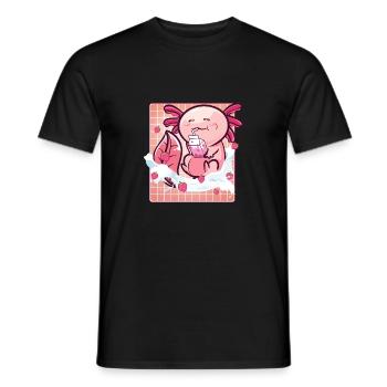 Kawaii Axolotl Milkberry Milkshake Funny Sushi - T-shirt homme - noir - Devant - AI Model Male 178 light (178cm)