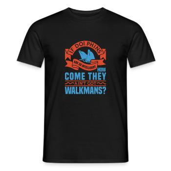 WENN DELFINE KOMMEN THAY WALKMANS - Männer T-Shirt - Schwarz - Vorne - AI Model Male 178 light (178cm)